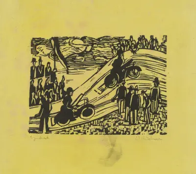 Radrennen, 1927 av Ernst Ludwig Kirchner