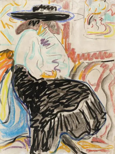 Seated Woman in the Studio av Ernst Ludwig Kirchner