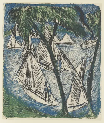 Segelboote bei Grünau av Ernst Ludwig Kirchner