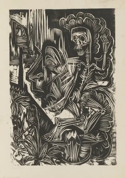 Self-Portrait with Dancing Death av Ernst Ludwig Kirchner