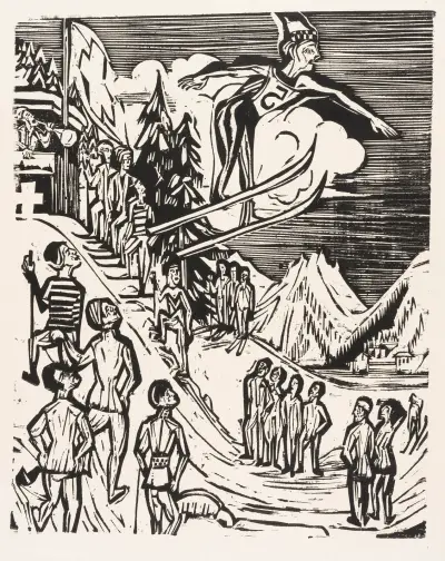 Skisprung av Ernst Ludwig Kirchner