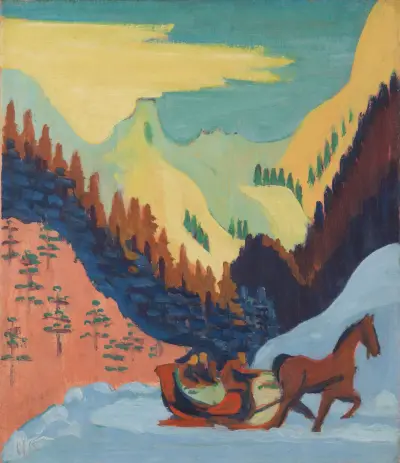 Sleigh Ride in the Snow av Ernst Ludwig Kirchner