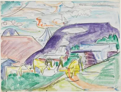 Stafelalp mit Kühen av Ernst Ludwig Kirchner