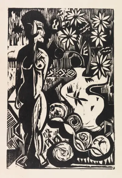 Stilleben mit Plastik av Ernst Ludwig Kirchner