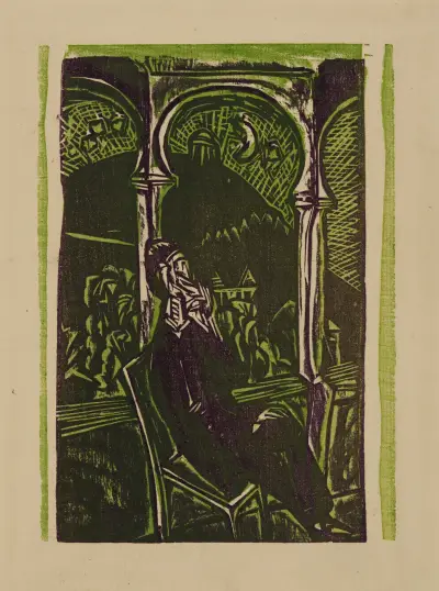 Träumender Mann – Botho Graef auf seinem Balkon sitzend, Jena av Ernst Ludwig Kirchner