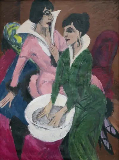 Two Women by a Sink; The Sisters av Ernst Ludwig Kirchner