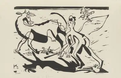 Wilde Kuh und Hirt av Ernst Ludwig Kirchner