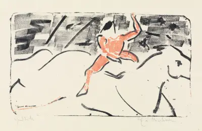 Zirkusreiter auf Schimmel (Jockeyreiter) av Ernst Ludwig Kirchner
