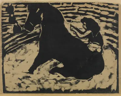 Zirkusreiterin – Artistin auf schwarzem Pony av Ernst Ludwig Kirchner