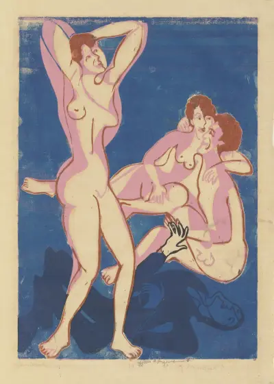 Zwei Männer und eine Frau av Ernst Ludwig Kirchner