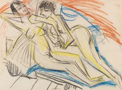 Dvě nahé dívky na posteli, Ernst Ludwig Kirchner