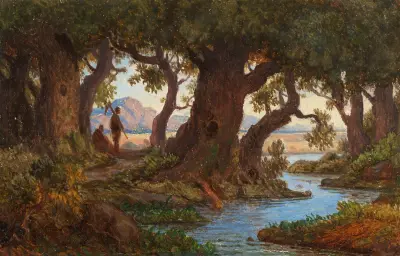 Italienische Flusslandschaft av Adrian Ludwig Richter