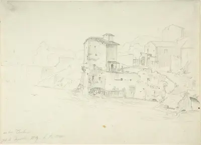 Landscape with Mill and Buildings av Adrian Ludwig Richter
