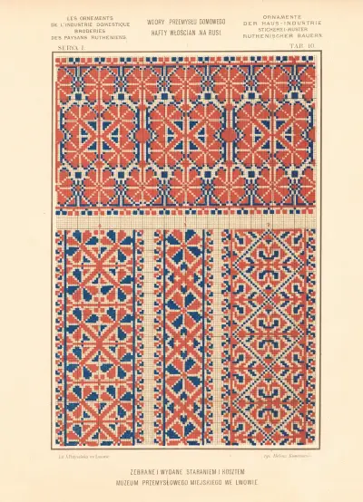 Les ornements de l’industrie domestique – Broderies des paysans Rutheniens vol.2 Pl.10 av Ludwik Wierzbicki