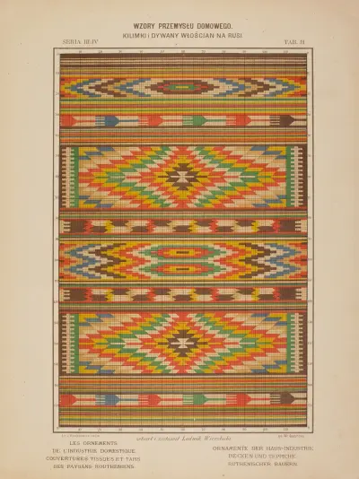 Les ornements de l’industrie domestique – Couvertures tissues et tapis des paysans Routheniens Pl.11 av Ludwik Wierzbicki