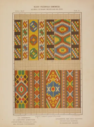 Les ornements de l’industrie domestique – Couvertures tissues et tapis des paysans Routheniens Pl.09 av Ludwik Wierzbicki
