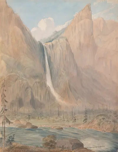 Bridal Veil’ from the foot of El-Capitan. Yo-semite Valley, Cala av James Madison Alden