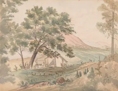 Camp at Clear Lake, California av James Madison Alden