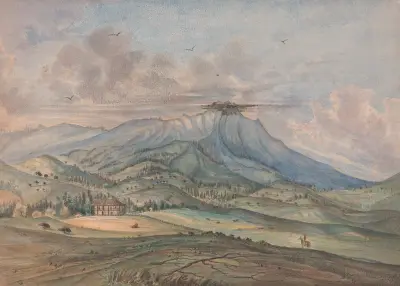 Foot of Tamel Pais (or Table Mountain) with Widow Reed’s Rancho near San Francisco Bay, Cala av James Madison Alden