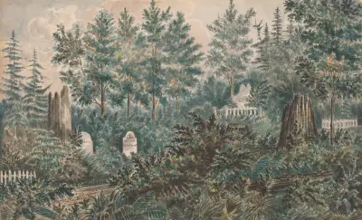Graveyard in woods – Astoria, Oregon av James Madison Alden