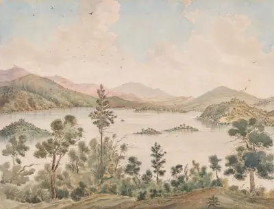 Utsikt över Isomi (eller Clear Lake) nära Kachinhama av James Madison Alden