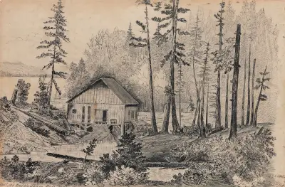 Mill, at Bellingham Bay, W.T. av James Madison Alden