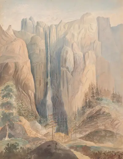 Waterfall opposite the ‘Bridal Veil’ Yo-semite Valley Cala. av James Madison Alden