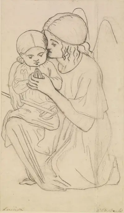 Our Ladye of Good Children – Angel Holding a Child av Ford Madox Brown