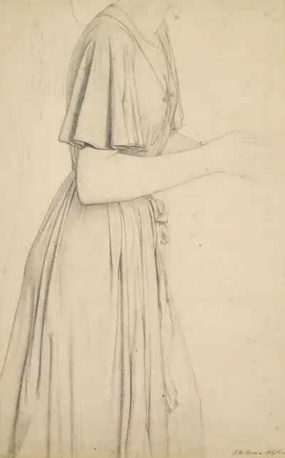 Oure Ladye of Saturday Night – Drapery Study for Angel Holding a Bowl of Water av Ford Madox Brown