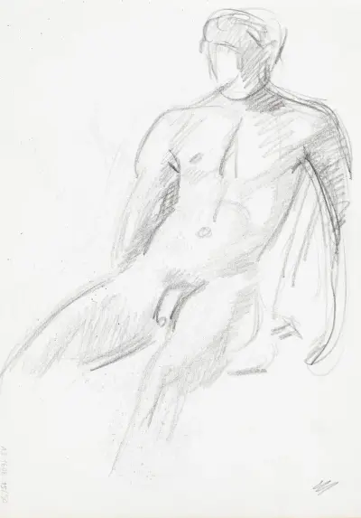 Naken man, skiss av Magnus Enckell
