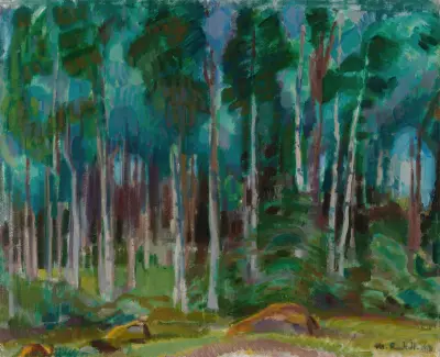 Björkar i Vääksy av Magnus Enckell