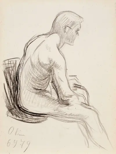 Sittande naken man av Magnus Enckell
