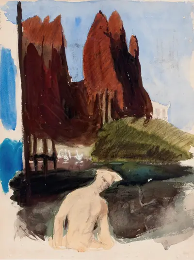 Luonnos maalaukseen Fantasia 1895 av Magnus Enckell