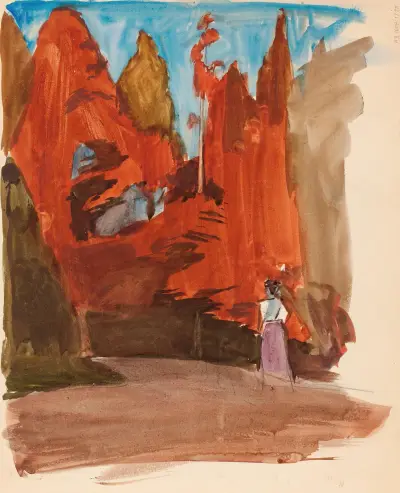 Maisema jossa nainen av Magnus Enckell