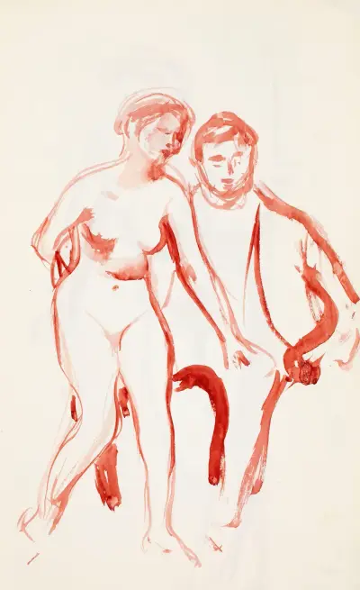 Man och modell, skiss av Magnus Enckell