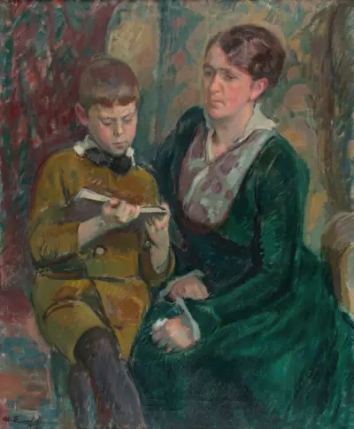 Mrs. Esther Cederhvarf with Her Son av Magnus Enckell