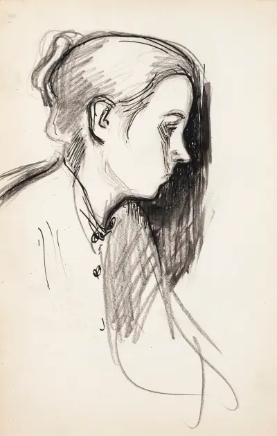 Kvinna i profil, skiss av Magnus Enckell