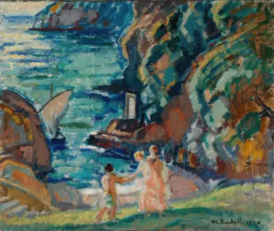 Klippstrand i solen, Porto Fino av Magnus Enckell