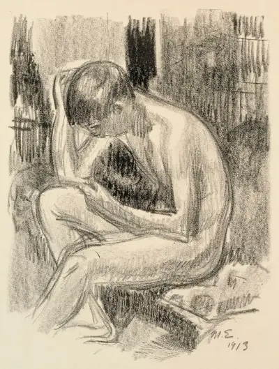 Sittande naken av Magnus Enckell