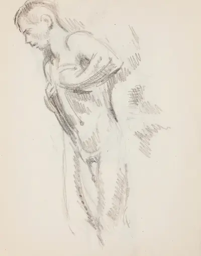 Liggande naken man, skiss av Magnus Enckell