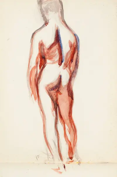 Stående naket stående man, skiss av Magnus Enckell