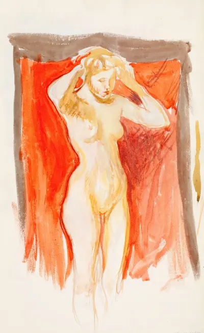 Stående naket modell av Magnus Enckell