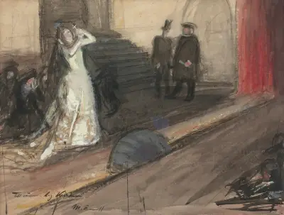 Theatre Scene (Ida Aalberg as Maria Stuart) av Magnus Enckell