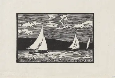 Segelbåtar, molnig himmel av Marc Gonthier