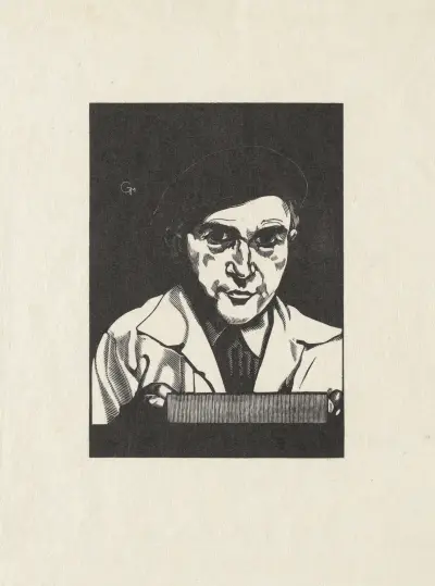 Självporträtt (med mössa) av Marc Gonthier