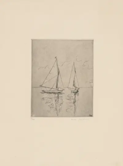 Ouchy; Voiliers aux reflets von Marc Gonthier