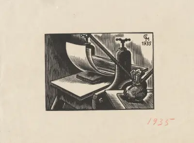 Presse et outils graveur av Marc Gonthier