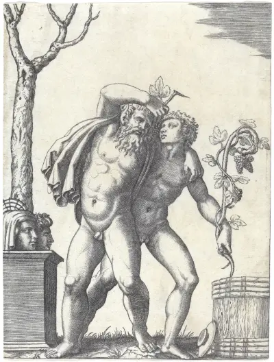 A Young and an Old Bacchant av Marcantonio Raimondi