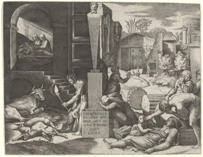 Il Morbetto (The Plague) av Marcantonio Raimondi