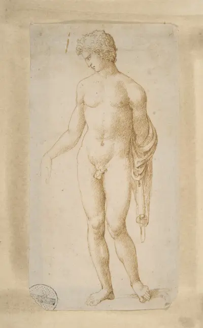 Standing Male Nude av Marcantonio Raimondi